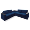 Угловой диван Фоборг с полкой Синий велюр