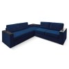 Угловой диван Фоборг с полкой Синий велюр