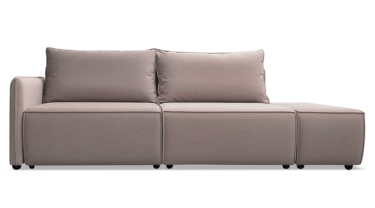 Прямой диван Киото с пуфом Бежевый велюр